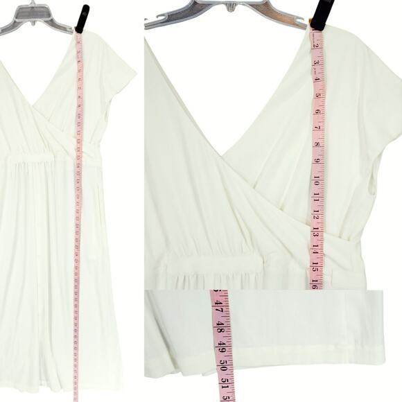 Aday Midi Dress sz S Women Super Swish Ivory Surplice Neck Rope Belt‎ Minimalist - Picture 7 of 15